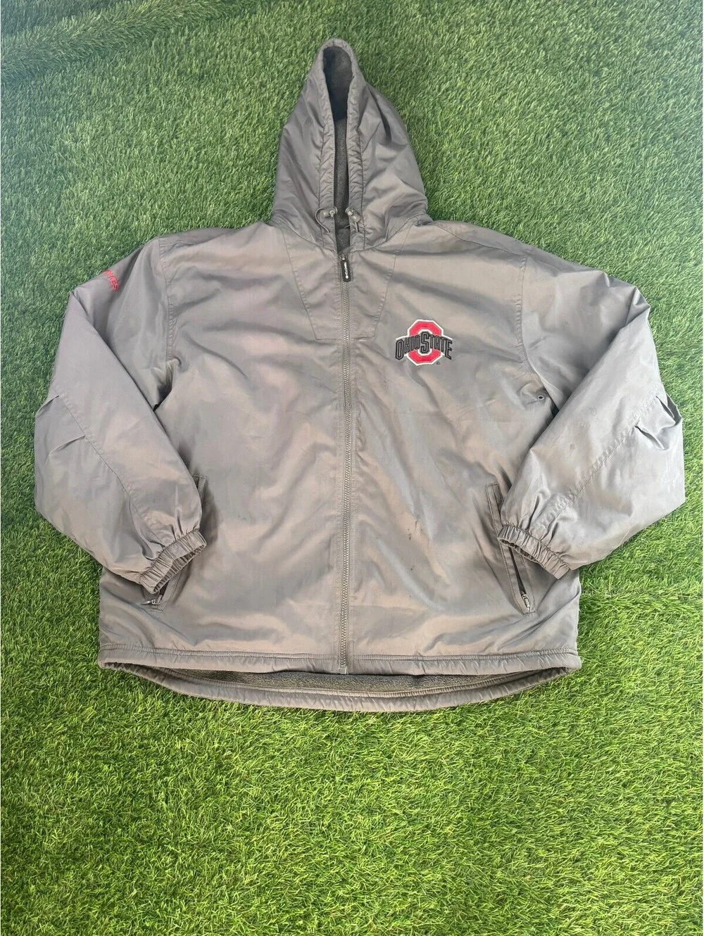Vintage Ohio State Hooded Jacket Large Gray Polyester